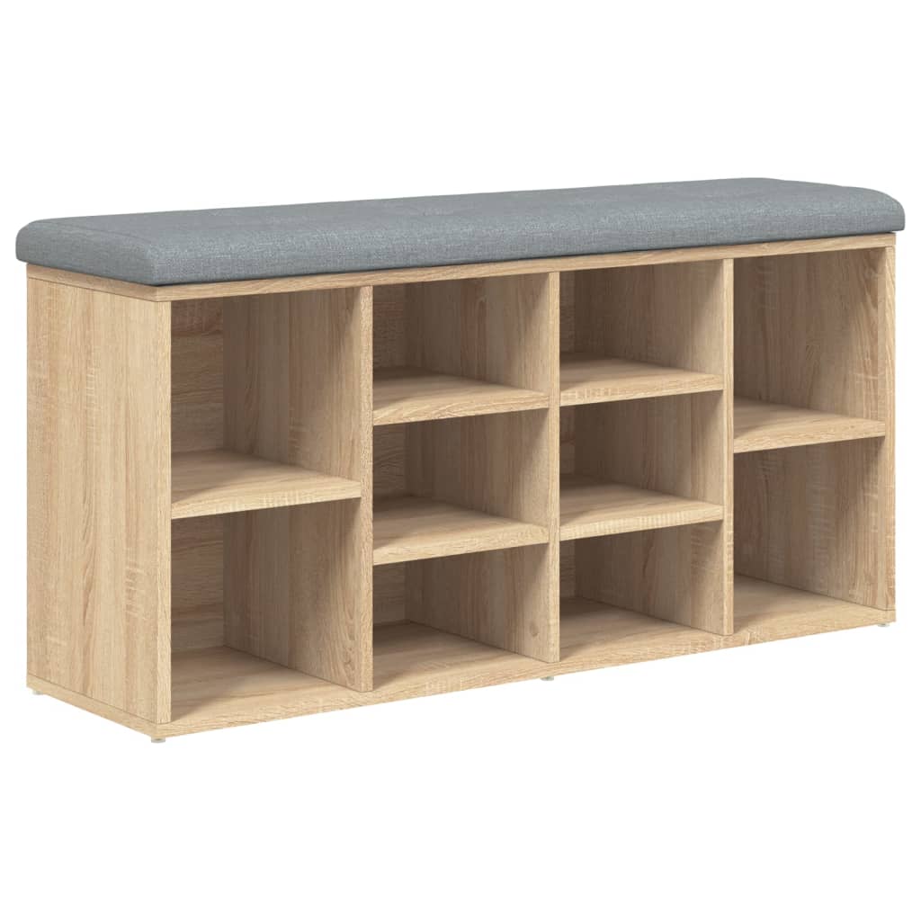 Banc à chaussures chêne sonoma 102x32x50 cm bois d'ingénierie - XIOS
