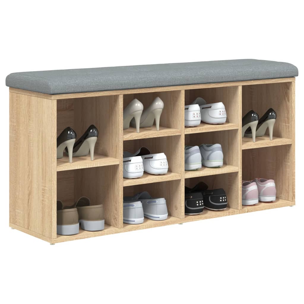 Banc à chaussures chêne sonoma 102x32x50 cm bois d'ingénierie - XIOS