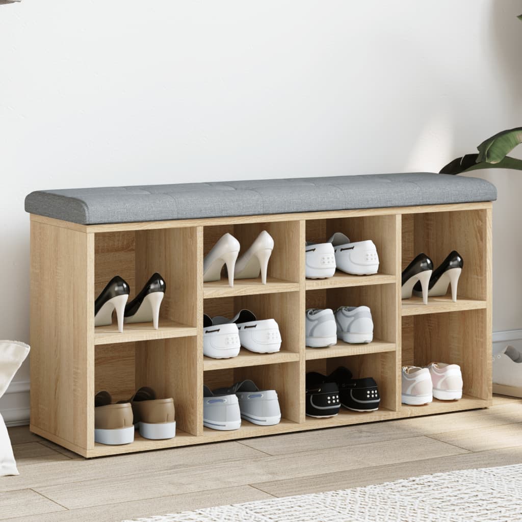 Banc à chaussures chêne sonoma 102x32x50 cm bois d'ingénierie - XIOS