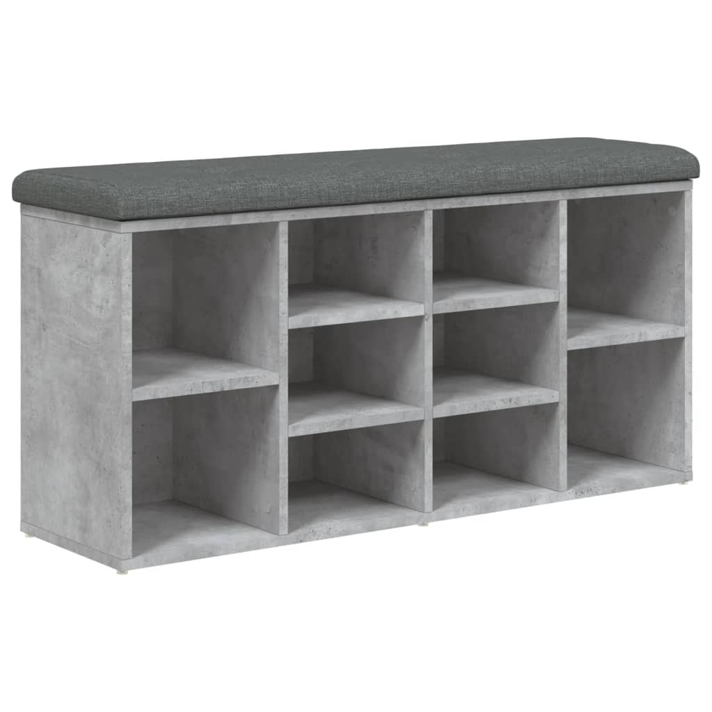 Banc à chaussures gris béton 102x32x50 cm bois d'ingénierie - XIOS