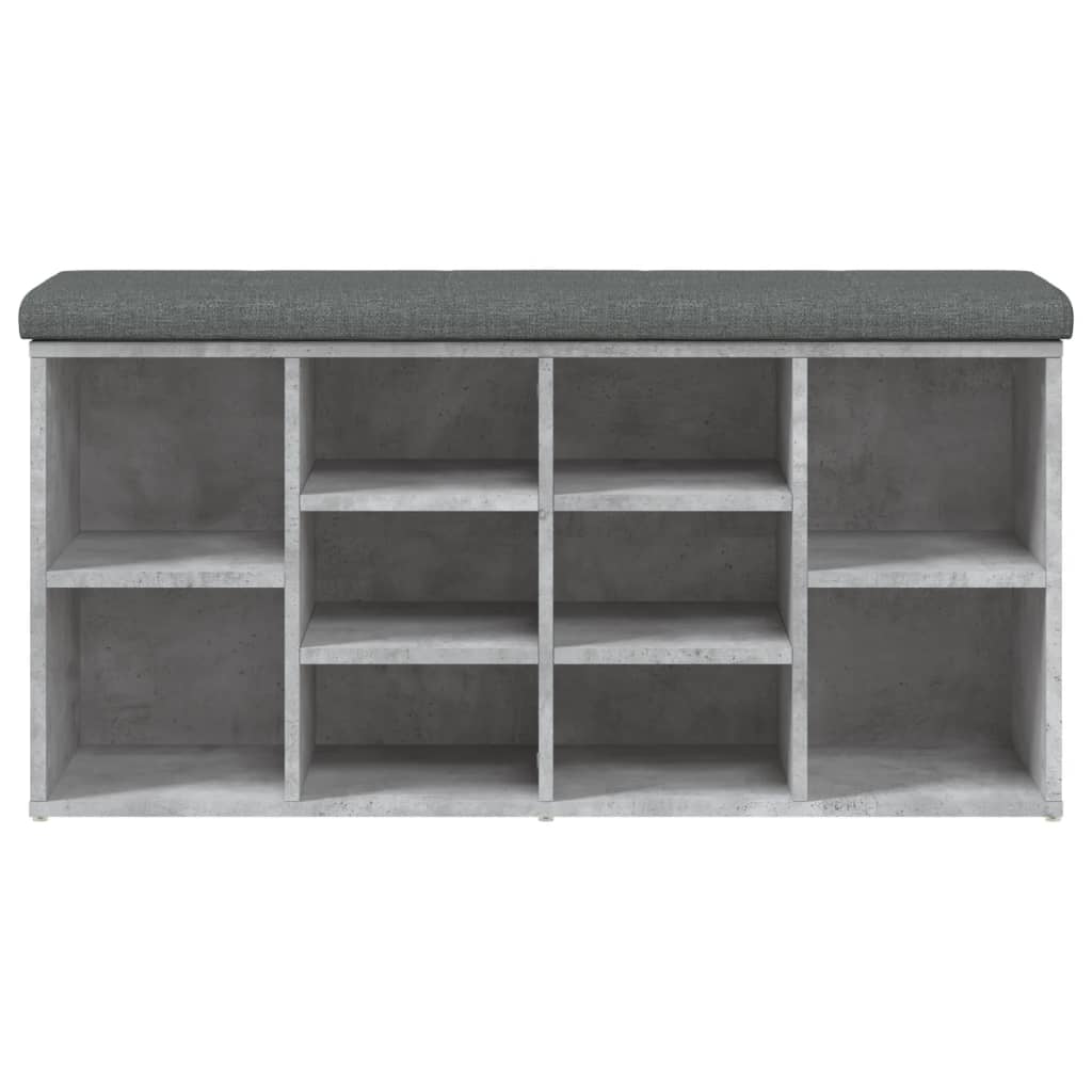 Banc à chaussures gris béton 102x32x50 cm bois d'ingénierie - XIOS