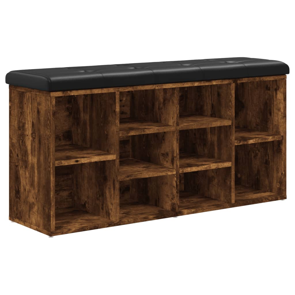 Banc à chaussures chêne fumé 102x32x50 cm bois d'ingénierie - XIOS