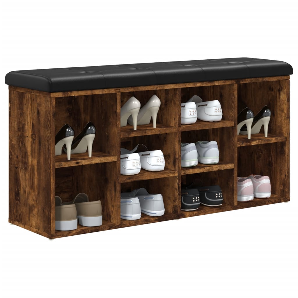 Banc à chaussures chêne fumé 102x32x50 cm bois d'ingénierie - XIOS
