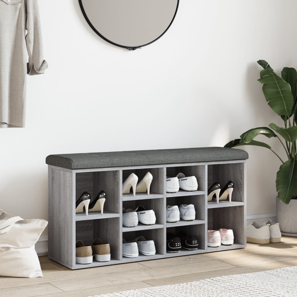 Banc à chaussures sonoma gris 102x32x50 cm bois d'ingénierie - XIOS
