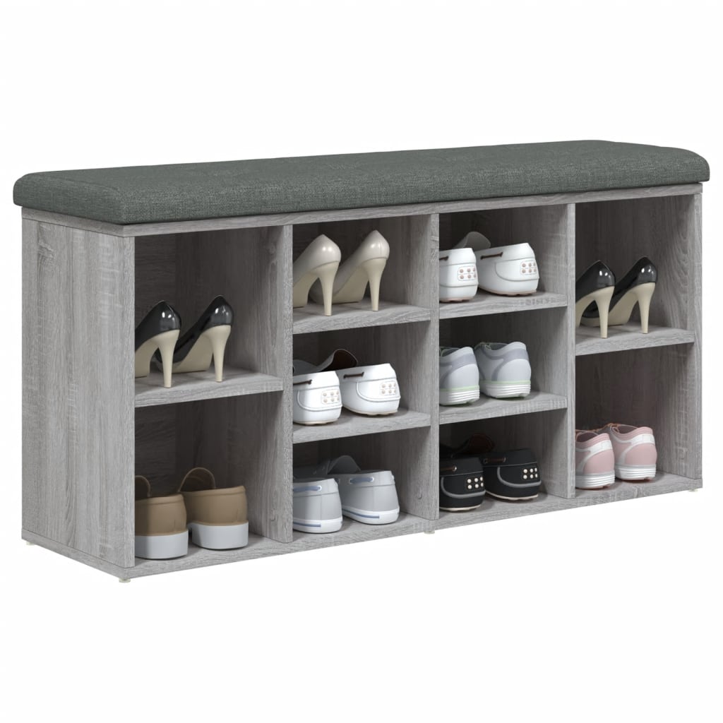 Banc à chaussures sonoma gris 102x32x50 cm bois d'ingénierie - XIOS