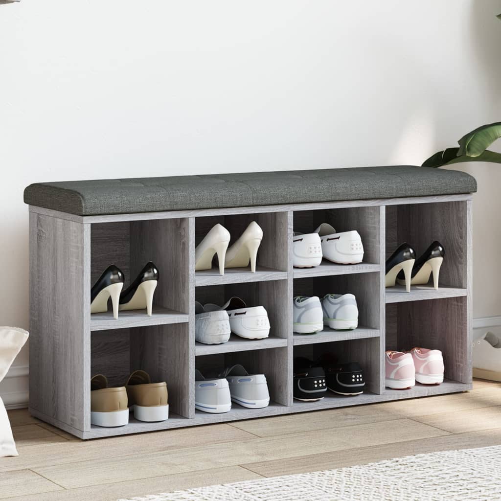 Banc à chaussures sonoma gris 102x32x50 cm bois d'ingénierie - XIOS
