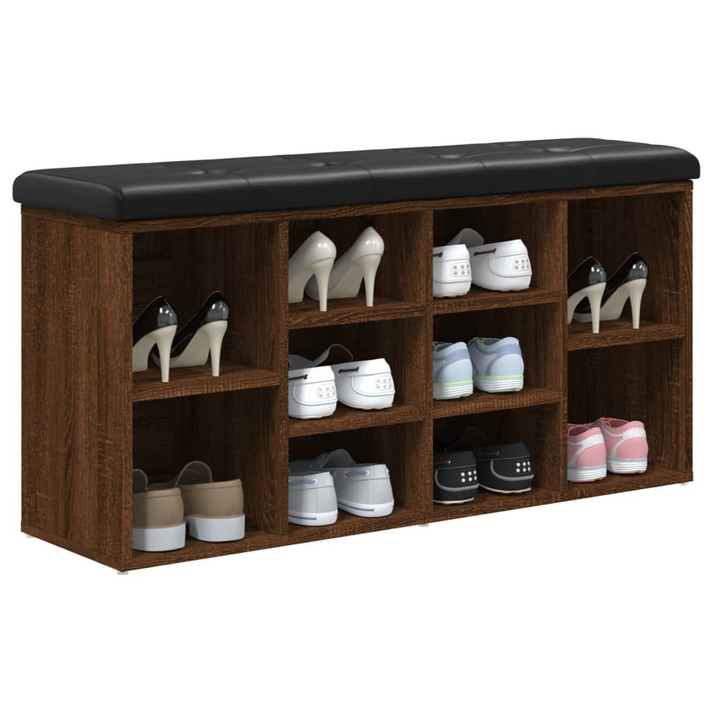 Banc à chaussures chêne marron 102x32x50 cm bois d'ingénierie - XIOS