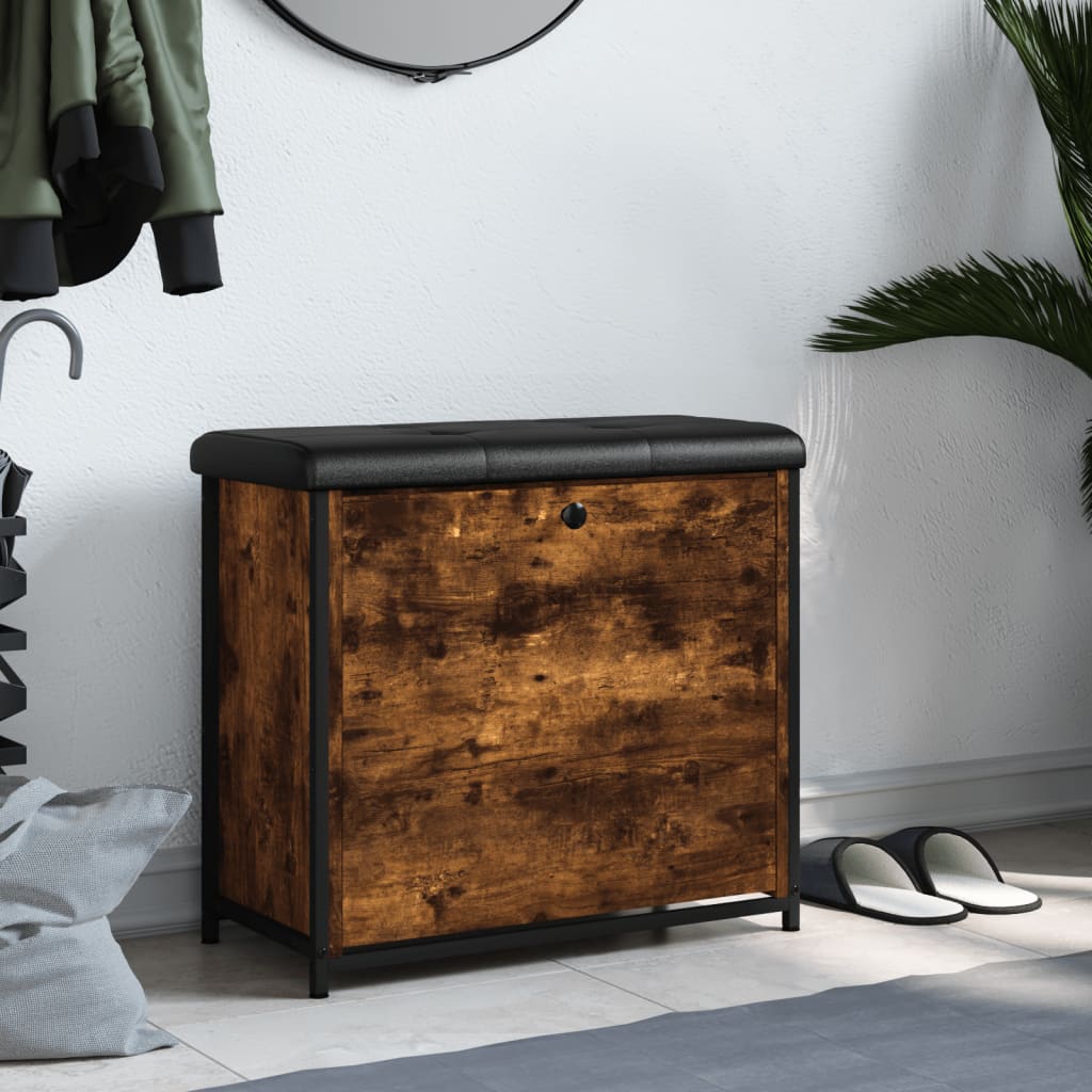 Banc à chaussures avec tiroir rabattable chêne fumé 62x32x56 cm - XIOS