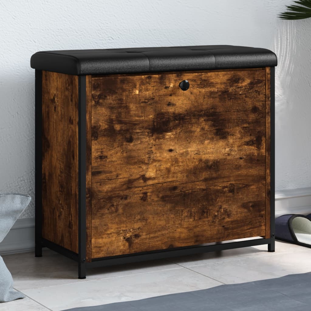Banc à chaussures avec tiroir rabattable chêne fumé 62x32x56 cm - XIOS