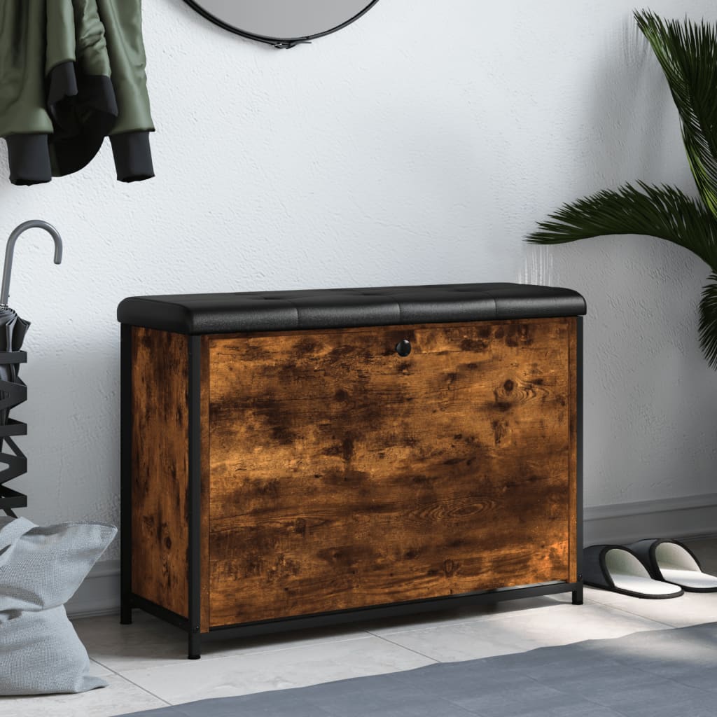 Banc à chaussures avec tiroir rabattable chêne fumé 82x32x56 cm - XIOS