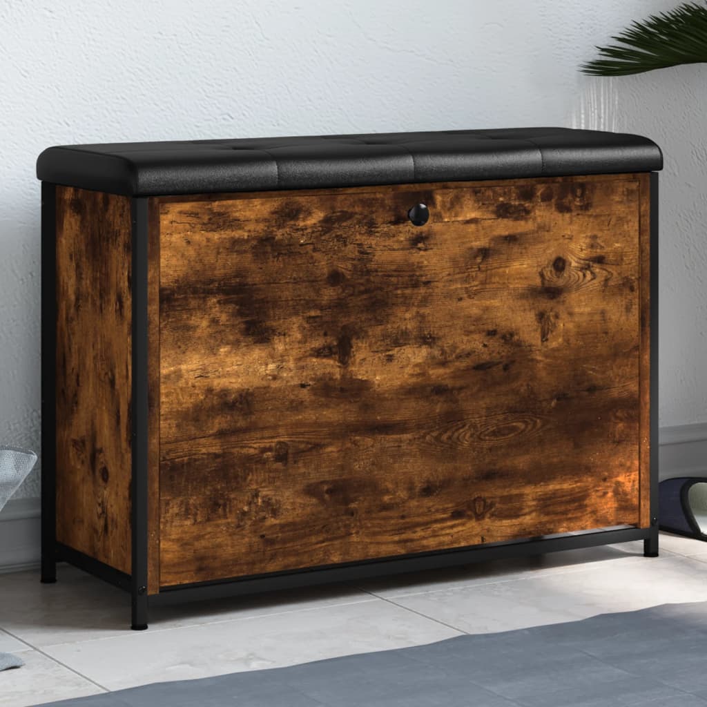 Banc à chaussures avec tiroir rabattable chêne fumé 82x32x56 cm - XIOS