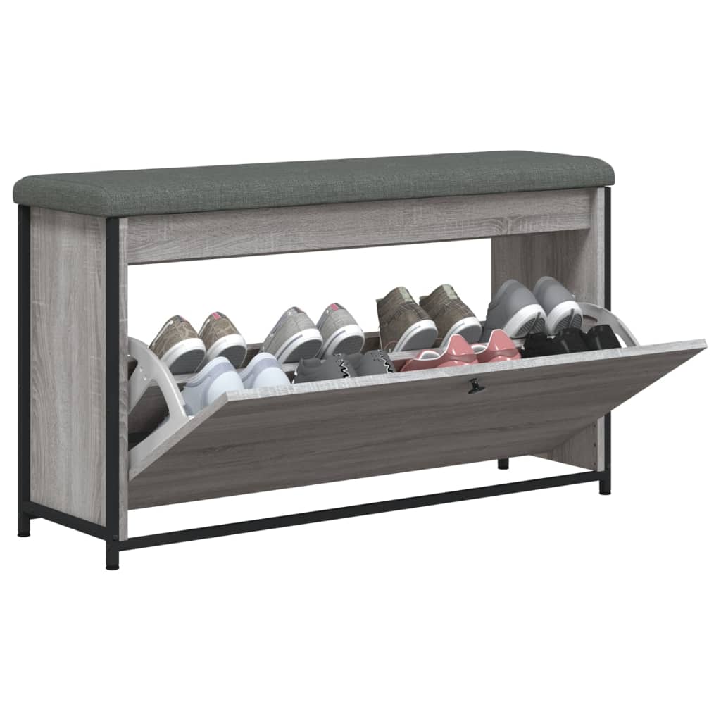 Banc à chaussures tiroir rabattable sonoma gris 102x32x56 cm - XIOS