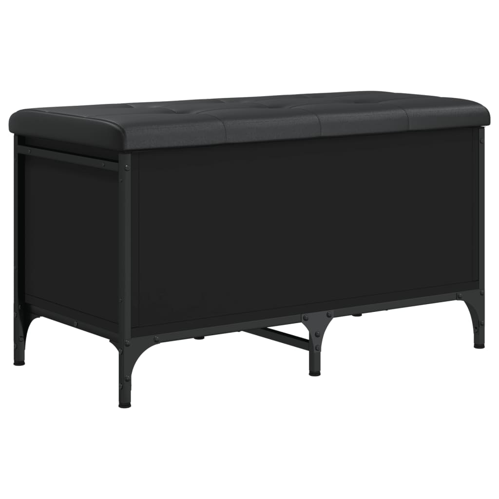 Banc de rangement noir 82x42x45 cm bois d'ingénierie - XIOS