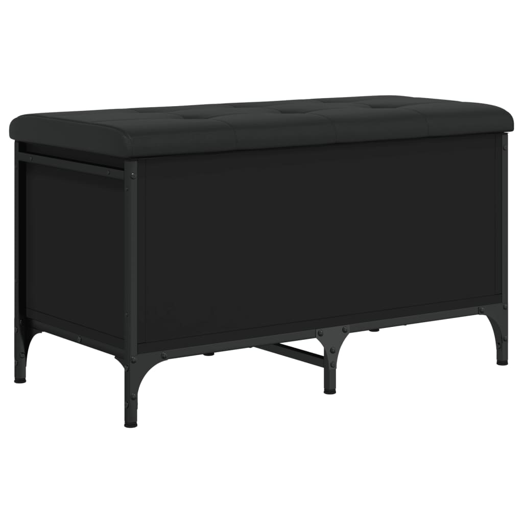 Banc de rangement noir 82x42x45 cm bois d'ingénierie - XIOS