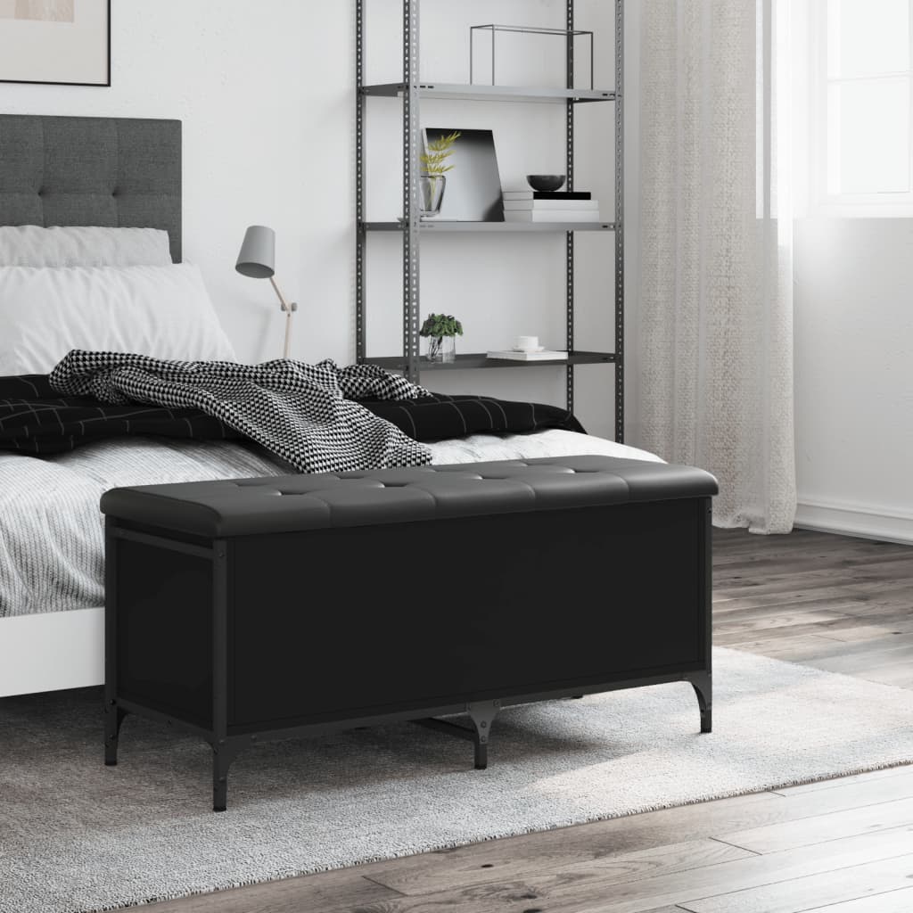 Banc de rangement noir 102x42x45 cm bois d'ingénierie - XIOS