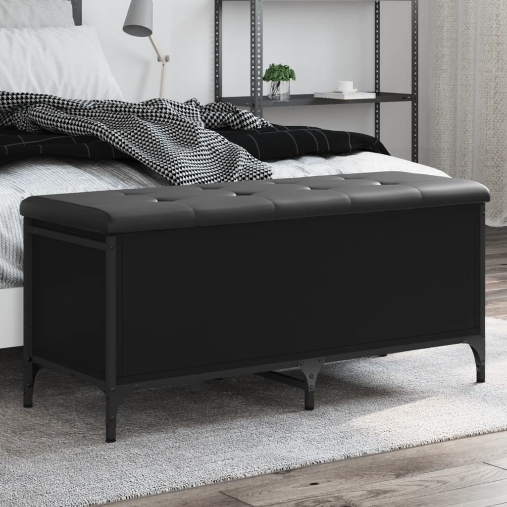 Banc de rangement noir 102x42x45 cm bois d'ingénierie - XIOS