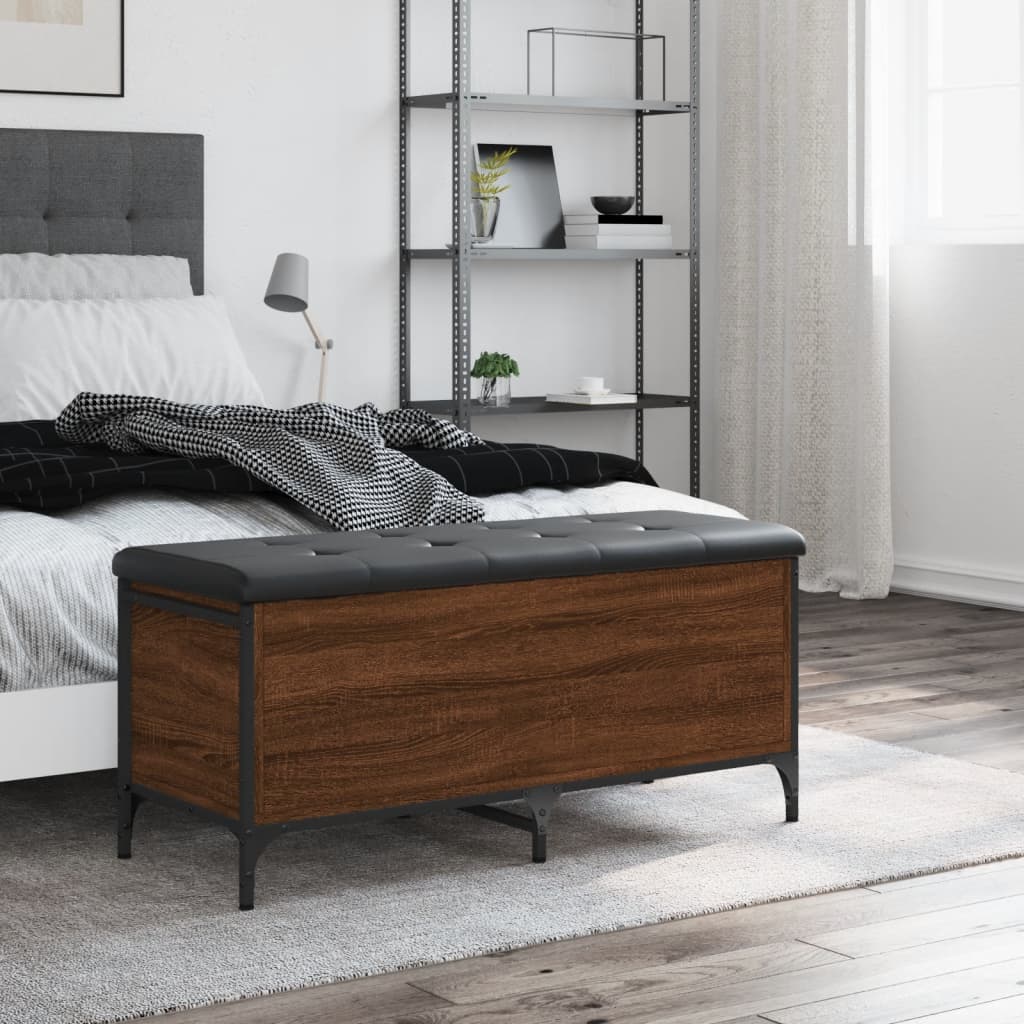 Banc de rangement chêne marron 102x42x45 cm bois d'ingénierie - XIOS