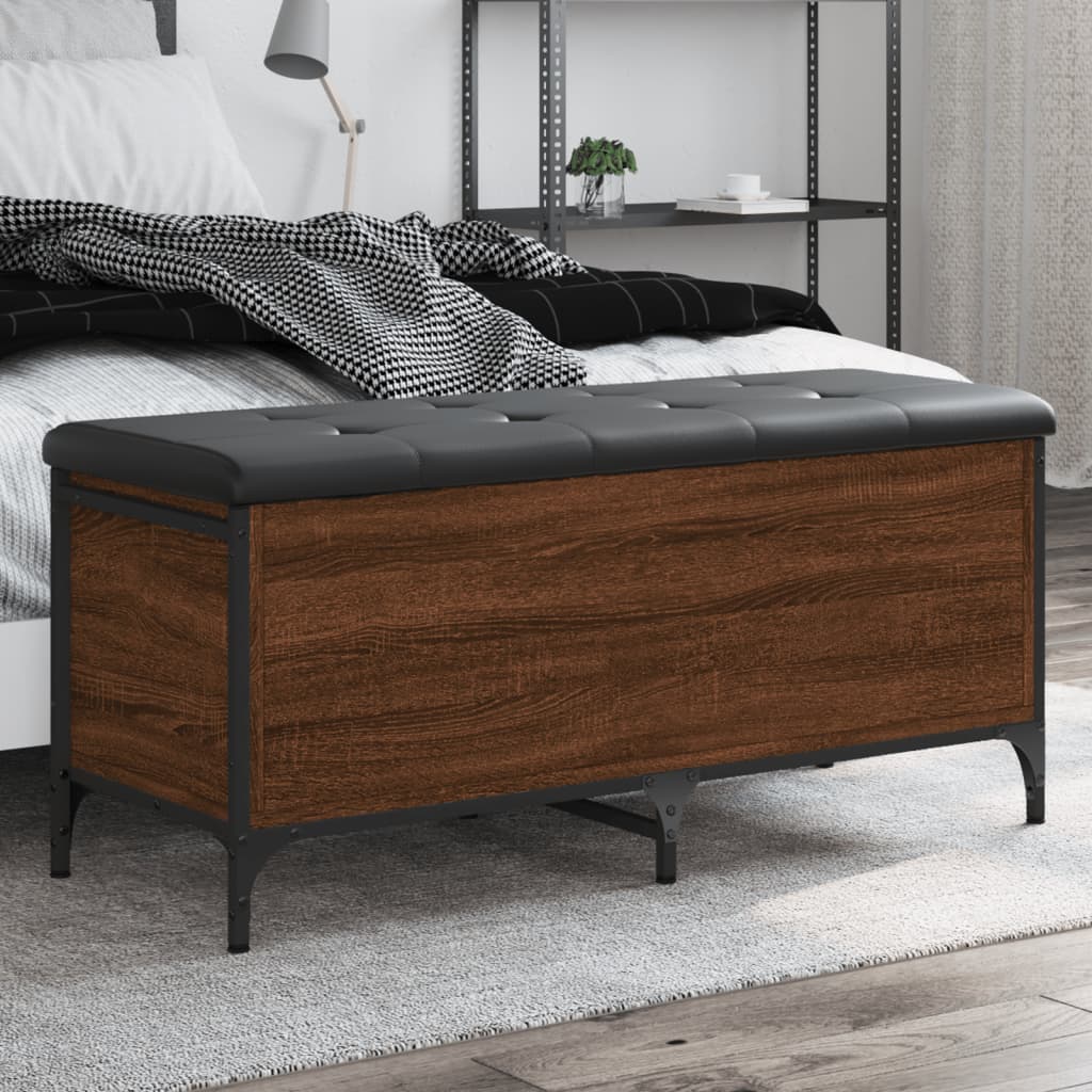 Banc de rangement chêne marron 102x42x45 cm bois d'ingénierie - XIOS