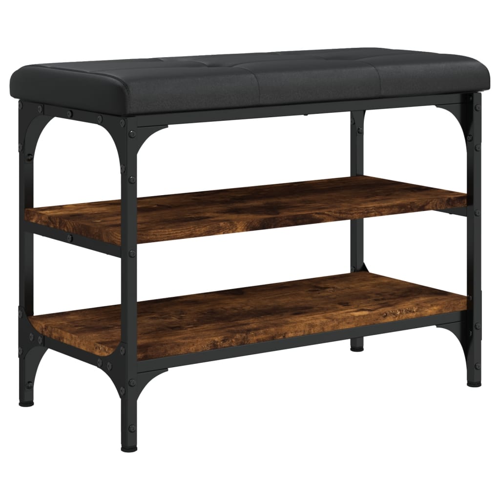 Banc à chaussures chêne fumé 62x32x47 cm bois d'ingénierie - XIOS