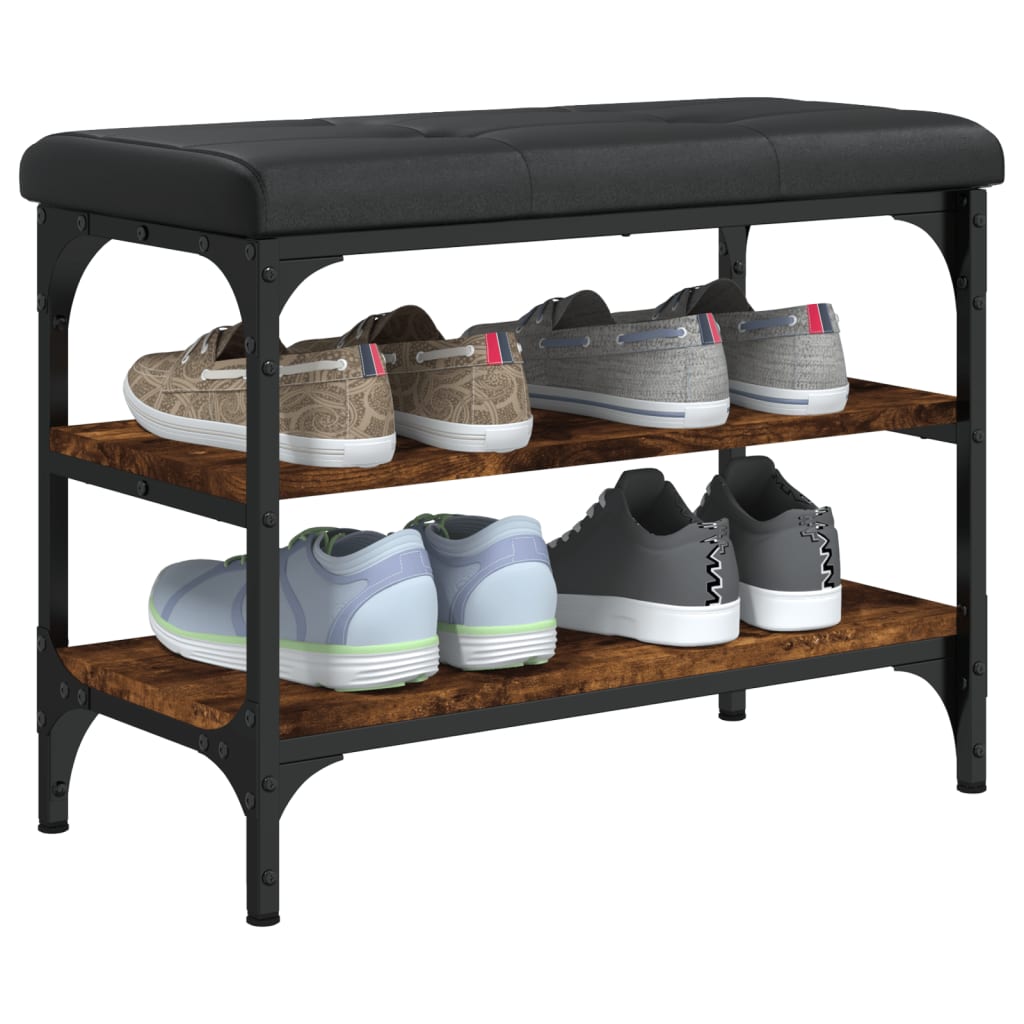 Banc à chaussures chêne fumé 62x32x47 cm bois d'ingénierie - XIOS
