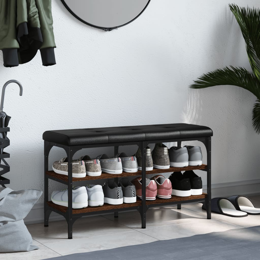Banc à chaussures chêne marron 82x32x47 cm Bois d'ingénierie - XIOS