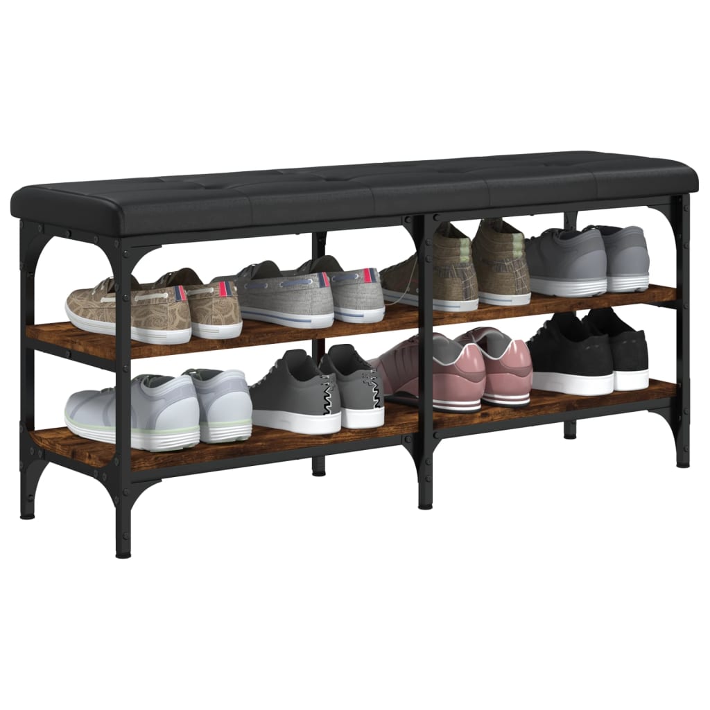 Banc à chaussures chêne fumé 102x32x47 cm bois d'ingénierie - XIOS
