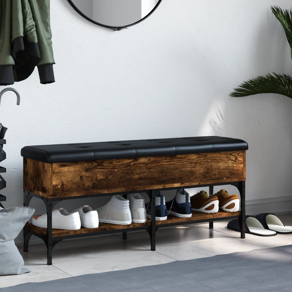 Banc à chaussures chêne fumé 102x32x45 cm bois d'ingénierie - XIOS