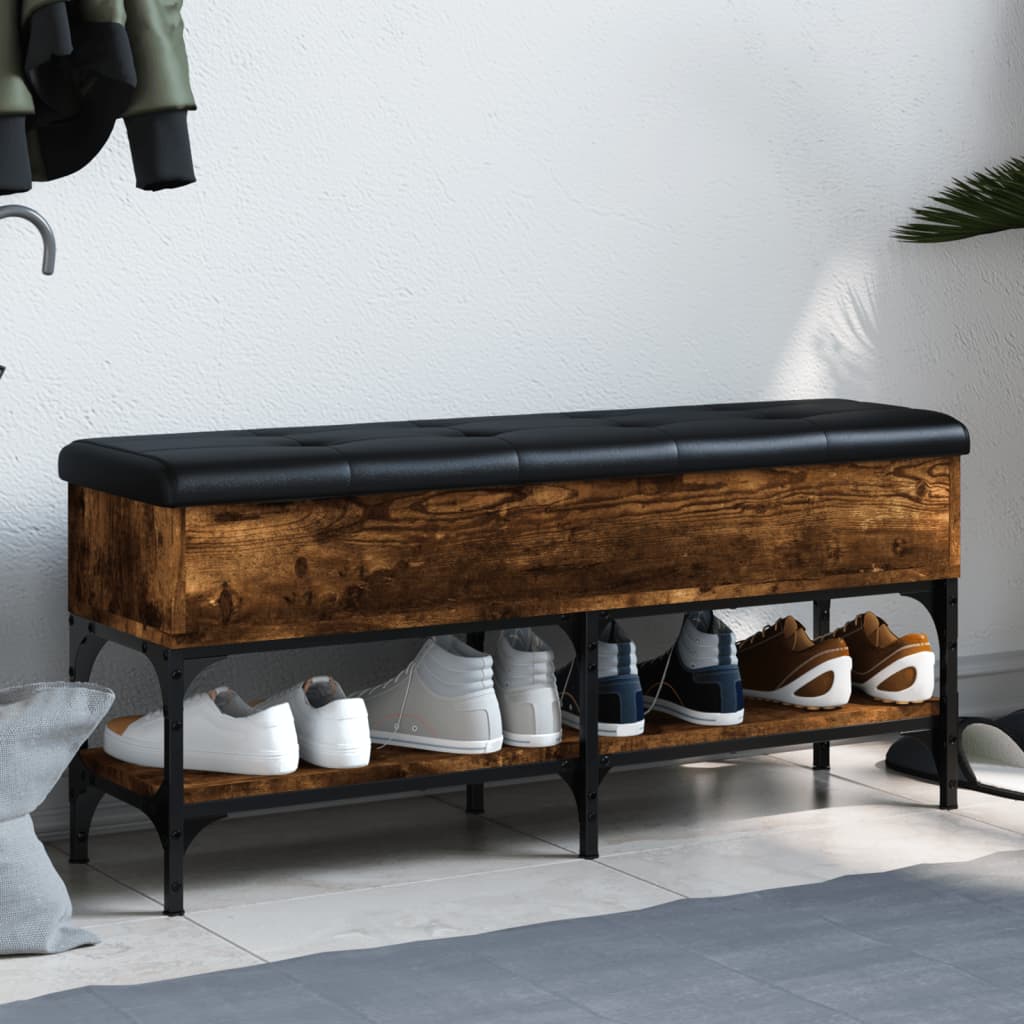 Banc à chaussures chêne fumé 102x32x45 cm bois d'ingénierie - XIOS