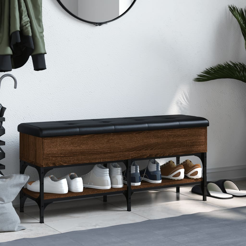 Banc à chaussures chêne marron 102x32x45 cm bois d'ingénierie - XIOS