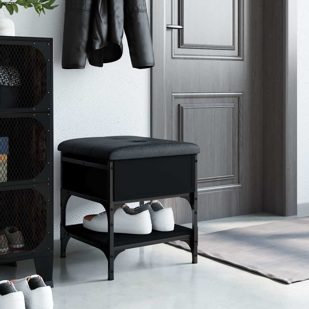 Banc à chaussures noir 42x42x45 cm bois d'ingénierie - XIOS