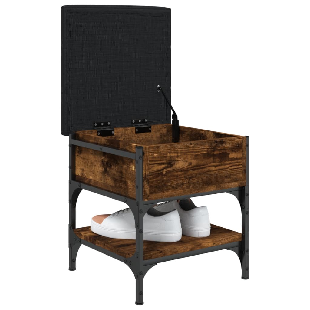 Banc à chaussures chêne fumé 42x42x45 cm bois d'ingénierie - XIOS