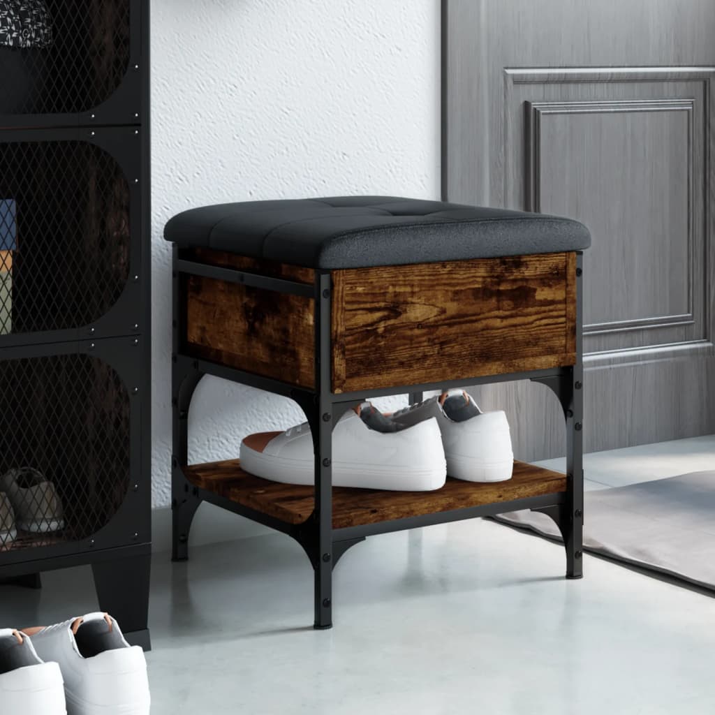 Banc à chaussures chêne fumé 42x42x45 cm bois d'ingénierie - XIOS