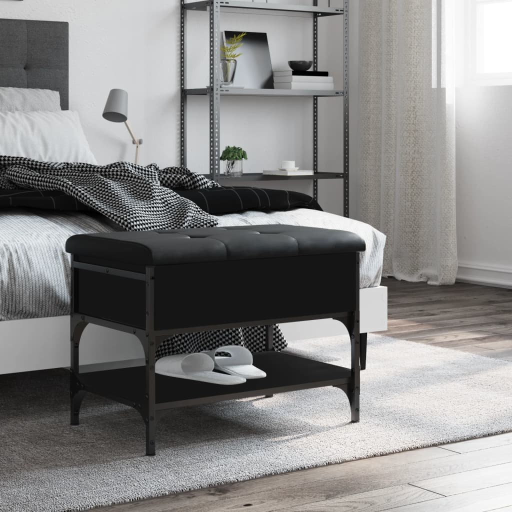 Banc à chaussures noir 62x42x45 cm bois d'ingénierie - XIOS