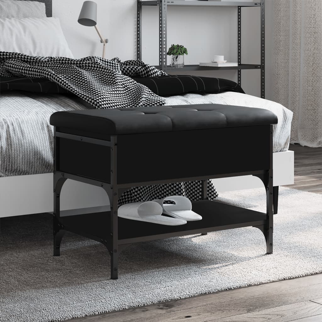 Banc à chaussures noir 62x42x45 cm bois d'ingénierie - XIOS