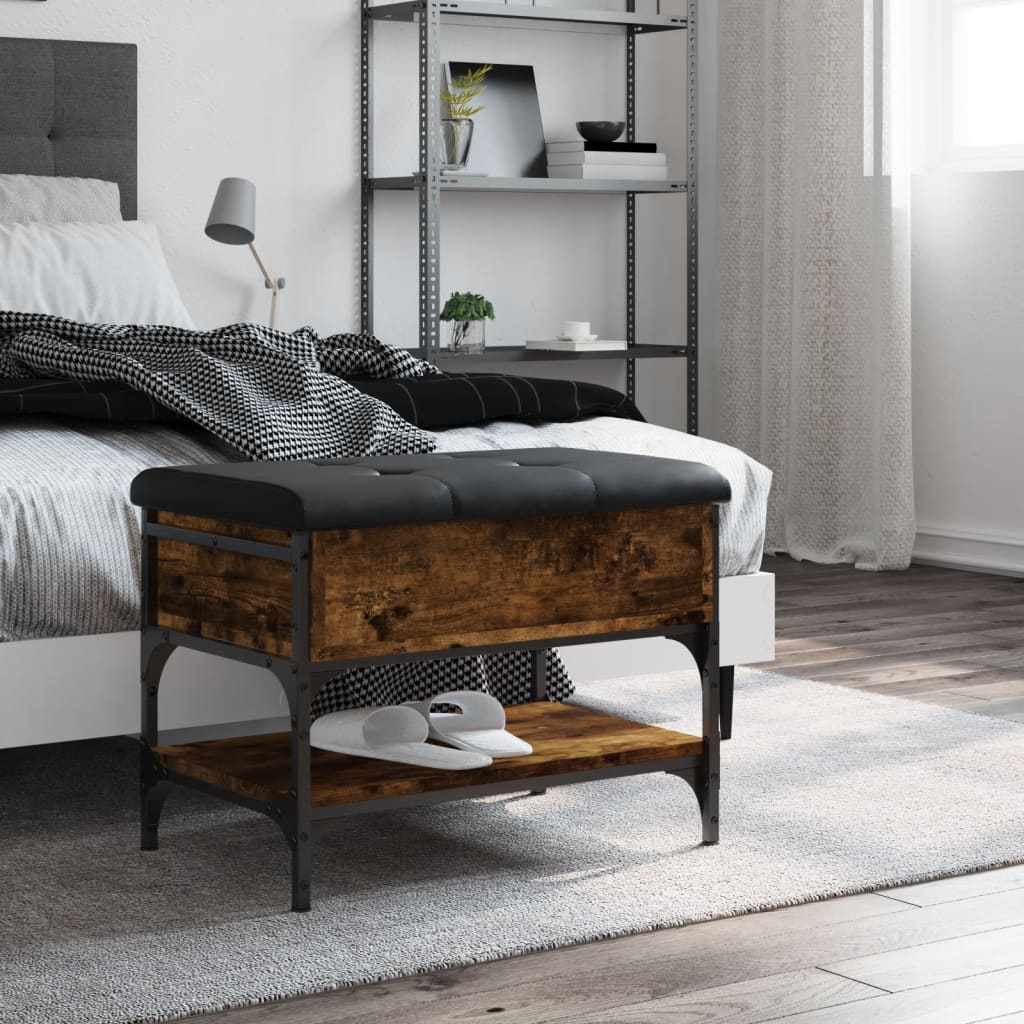 Banc à chaussures chêne fumé 62x42x45 cm bois d'ingénierie - XIOS