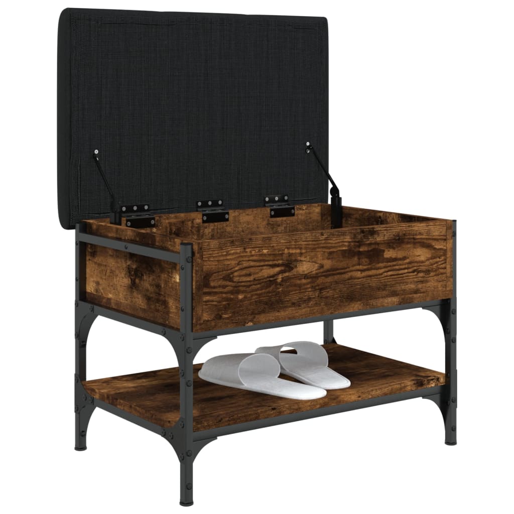 Banc à chaussures chêne fumé 62x42x45 cm bois d'ingénierie - XIOS