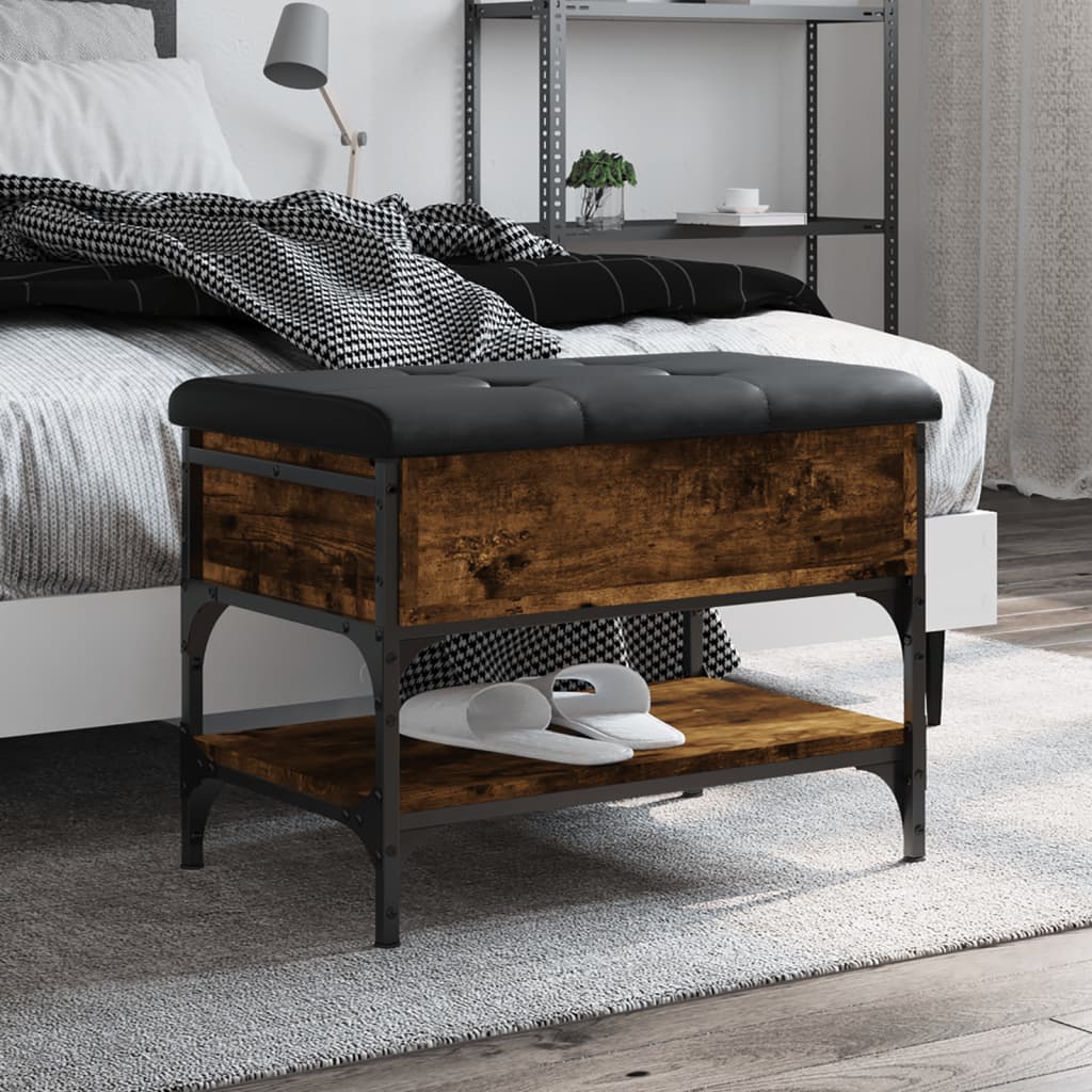 Banc à chaussures chêne fumé 62x42x45 cm bois d'ingénierie - XIOS