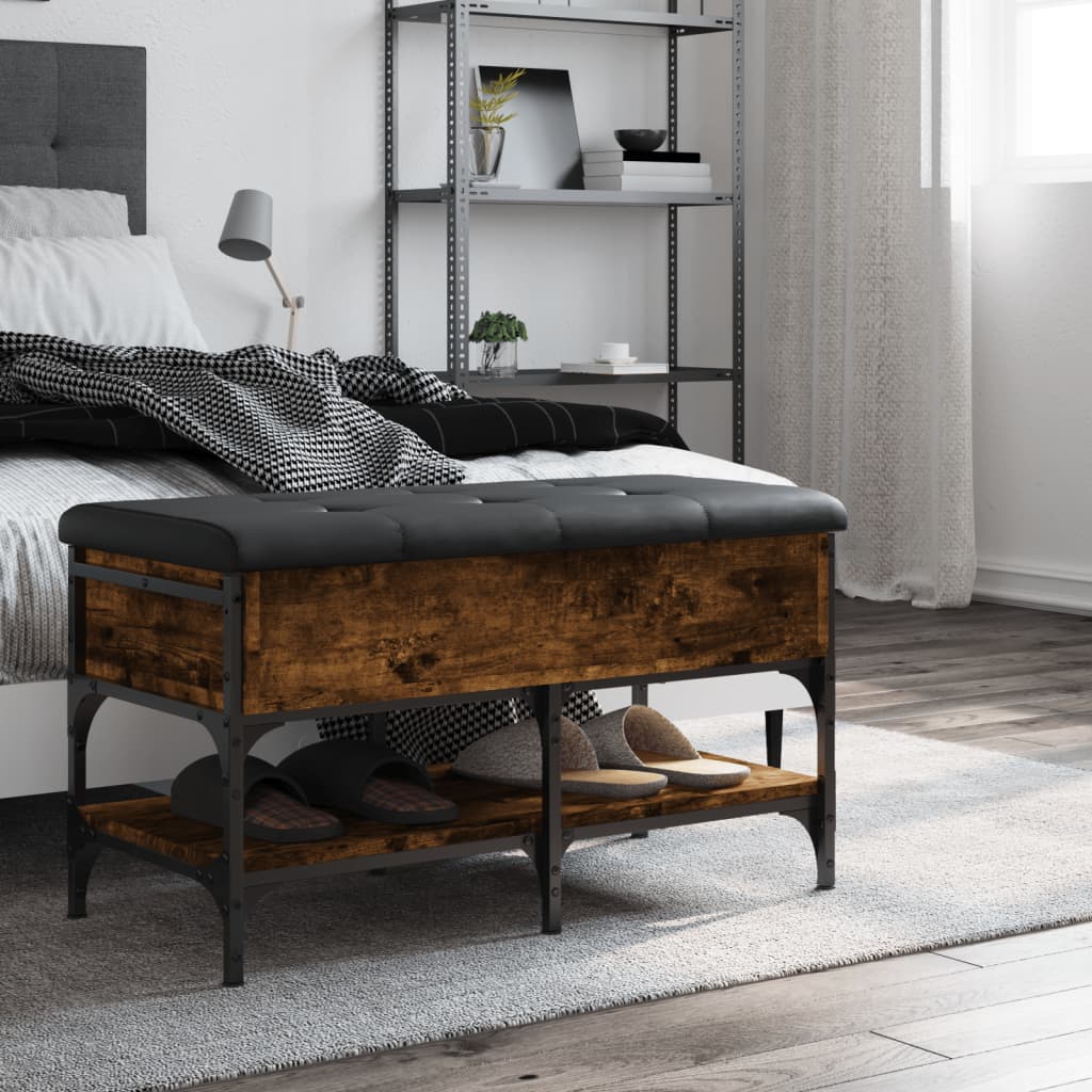 Banc à chaussures chêne fumé 82x42x45 cm bois d'ingénierie - XIOS