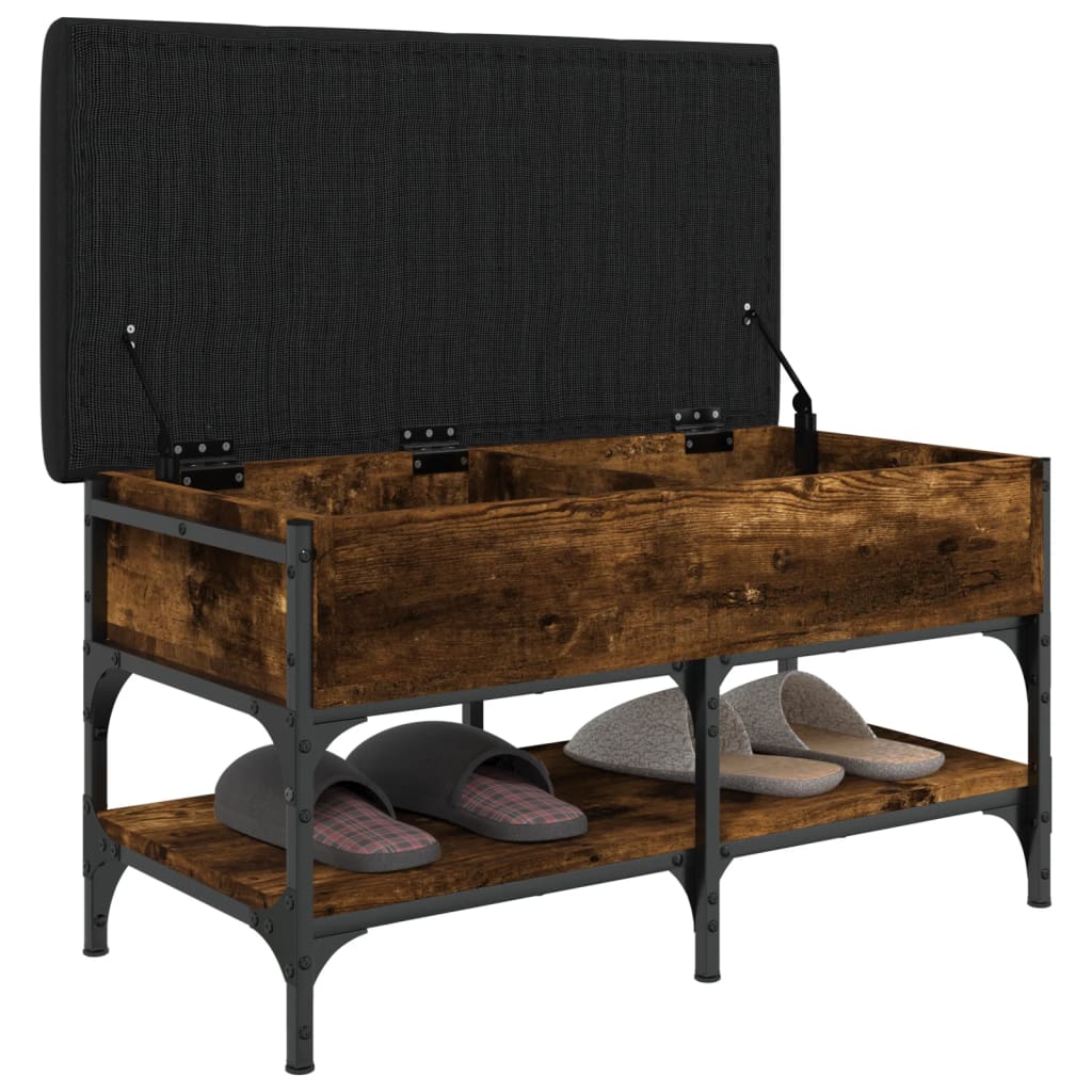 Banc à chaussures chêne fumé 82x42x45 cm bois d'ingénierie - XIOS