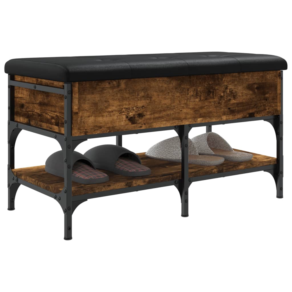 Banc à chaussures chêne fumé 82x42x45 cm bois d'ingénierie - XIOS