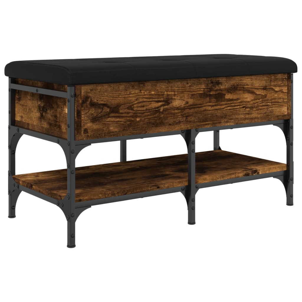 Banc à chaussures chêne fumé 82x42x45 cm bois d'ingénierie - XIOS