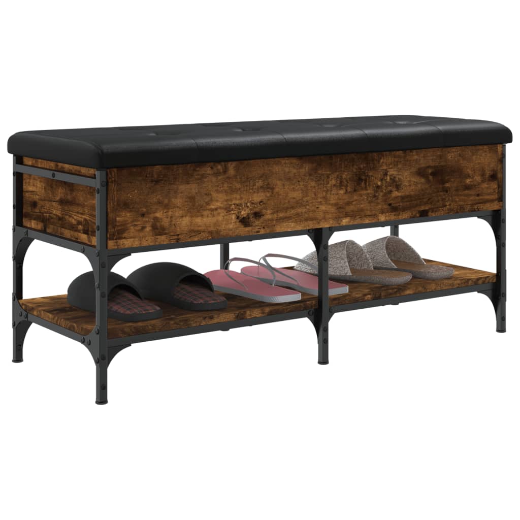 Banc à chaussures chêne fumé 102x42x45 cm bois d'ingénierie - XIOS
