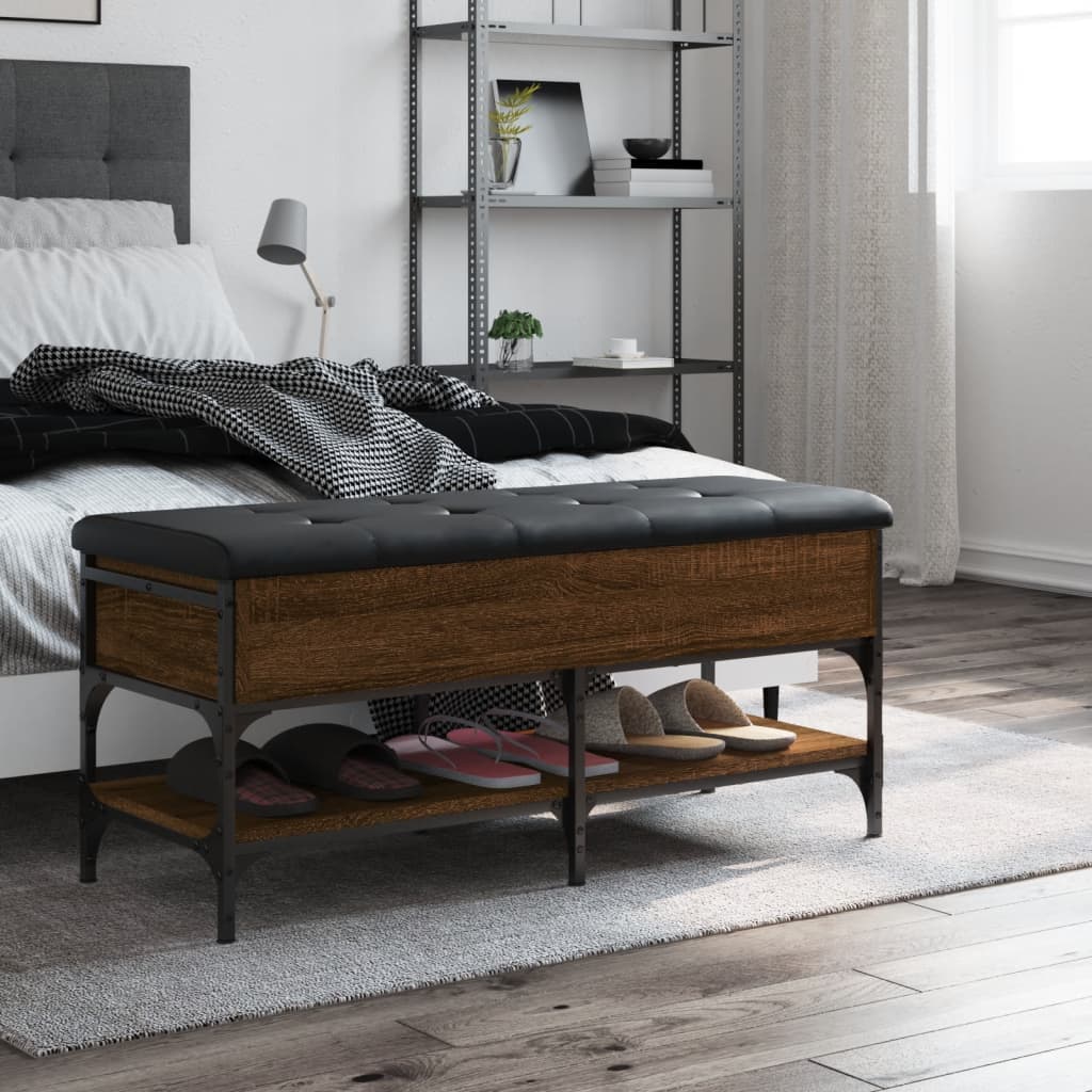 Banc à chaussures chêne marron 102x42x45 cm bois d'ingénierie - XIOS