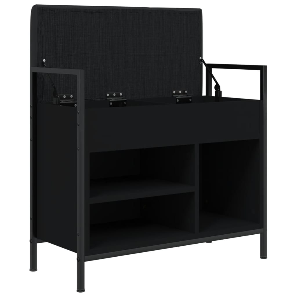 Banc à chaussures noir 65,5x32x57,5 cm bois d'ingénierie - XIOS