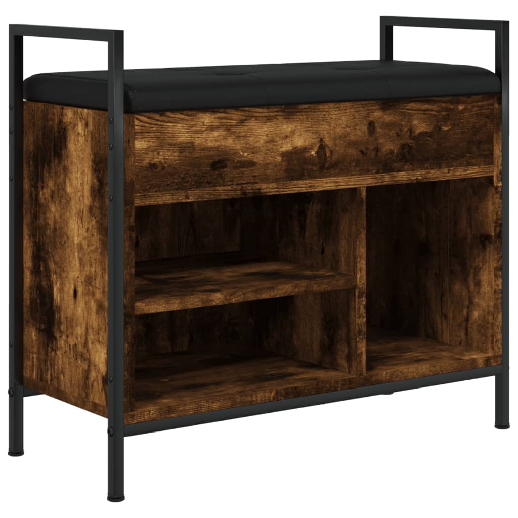 Banc à chaussures chêne fumé 65,5x32x57,5 cm bois d'ingénierie - XIOS