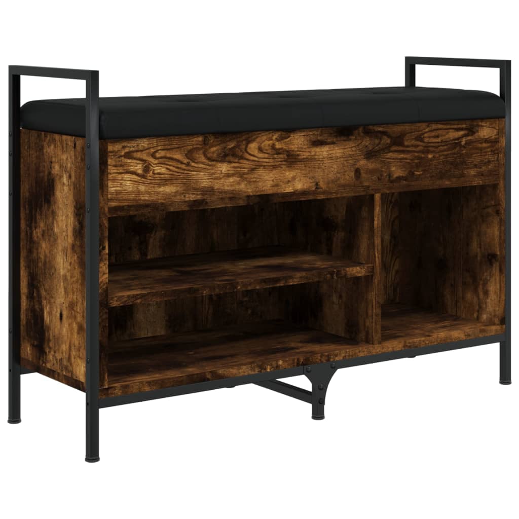 Banc à chaussures chêne fumé 85,5x32x57,5 cm bois d'ingénierie - XIOS