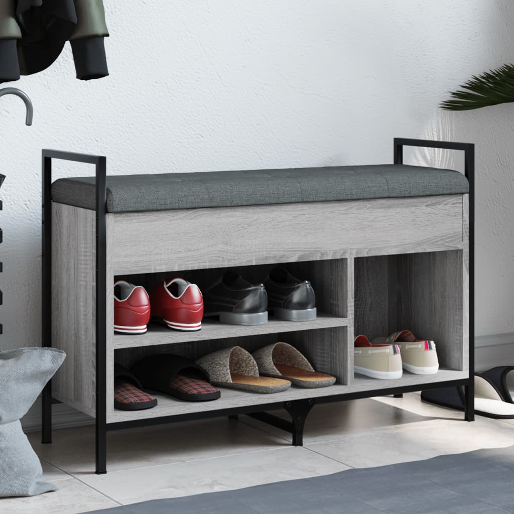 Banc à chaussures sonoma gris 85,5x32x57,5 cm bois d'ingénierie - XIOS