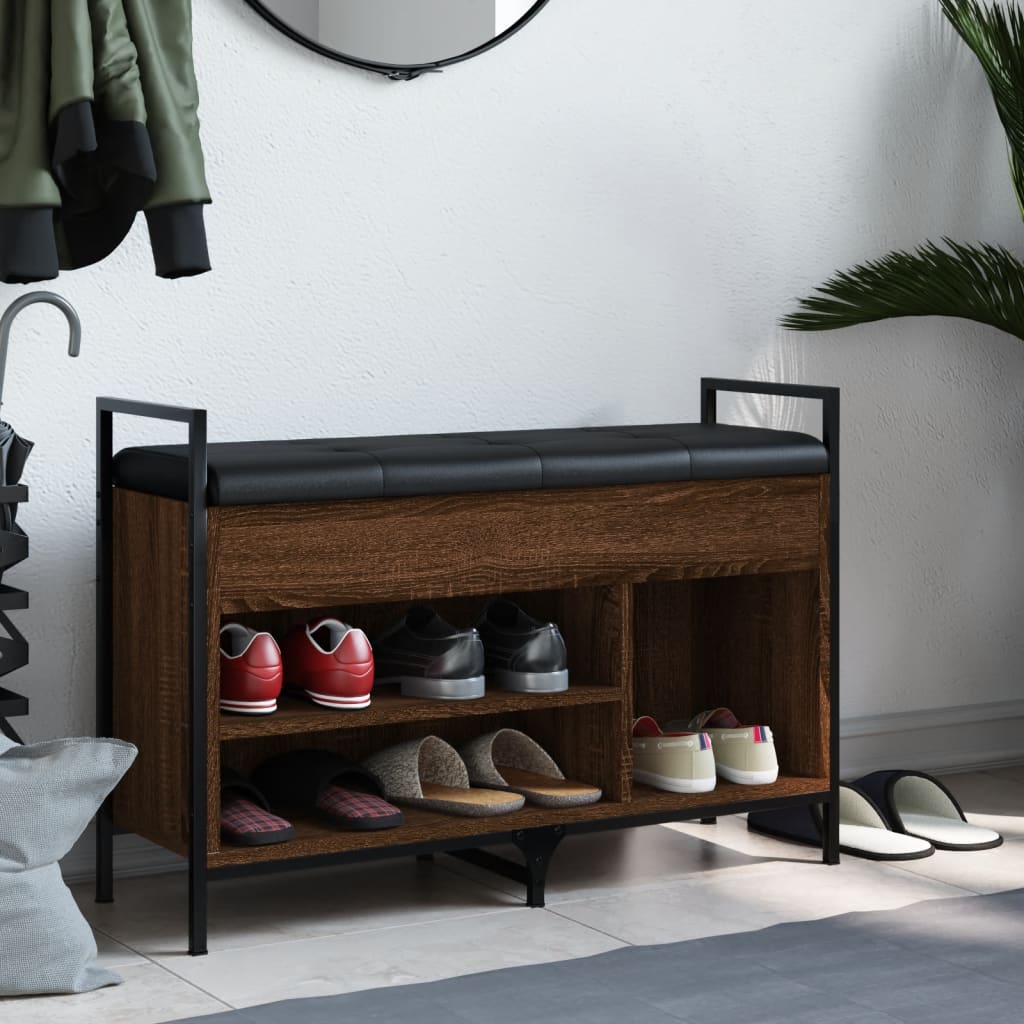 Banc à chaussures chêne marron 85,5x32x57,5cm bois d'ingénierie - XIOS
