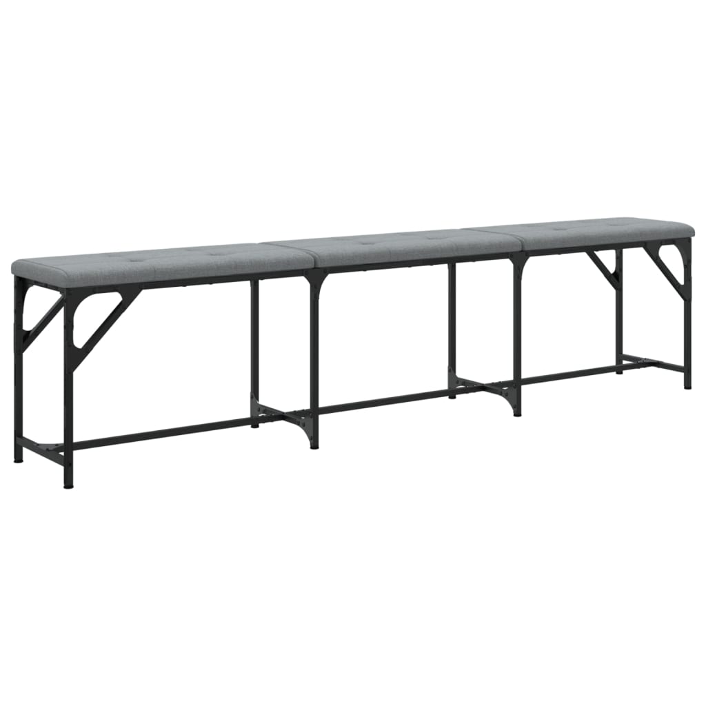 Banc à manger gris clair 186x32x45 cm acier et tissu - XIOS