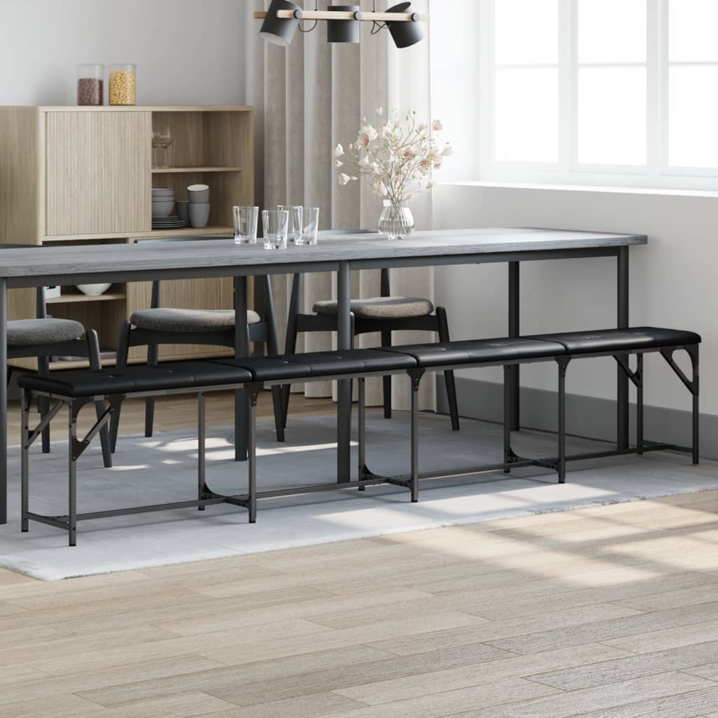 Banc à manger noir 248x32x45 cm acier et similicuir - XIOS